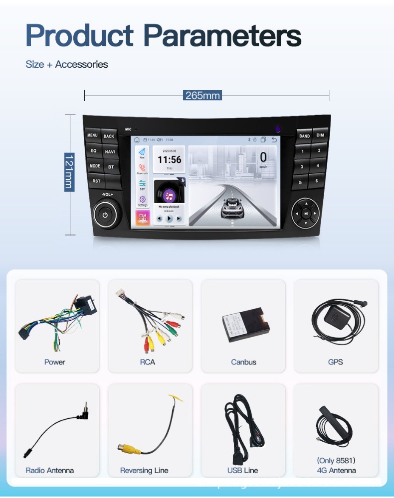 Suitable for Mercedes-Benz W211 7inch Car Multimedia Player Carplay Car Navigation Universal Car Navigation System