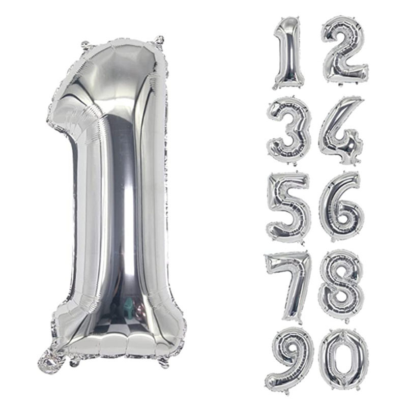 32 inch silver aluminum film digital balloon letter silver birthday party decoration party wedding wedding room decoration balloon