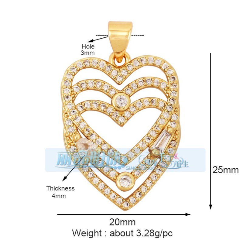 3g Weight Pendant Jewelry Making Type DIY Jewelry Accessories Classification 1 Piece Quantity Copper Material Heart Shape Pattern Hip-Hop, Vintage Style Style 1 Piece Copper Heart Shape Pendant 31