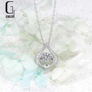 Girls summer clavicle chain S925 silver D color moissanite smart necklace pendant 50 points main stone with GRA certificate