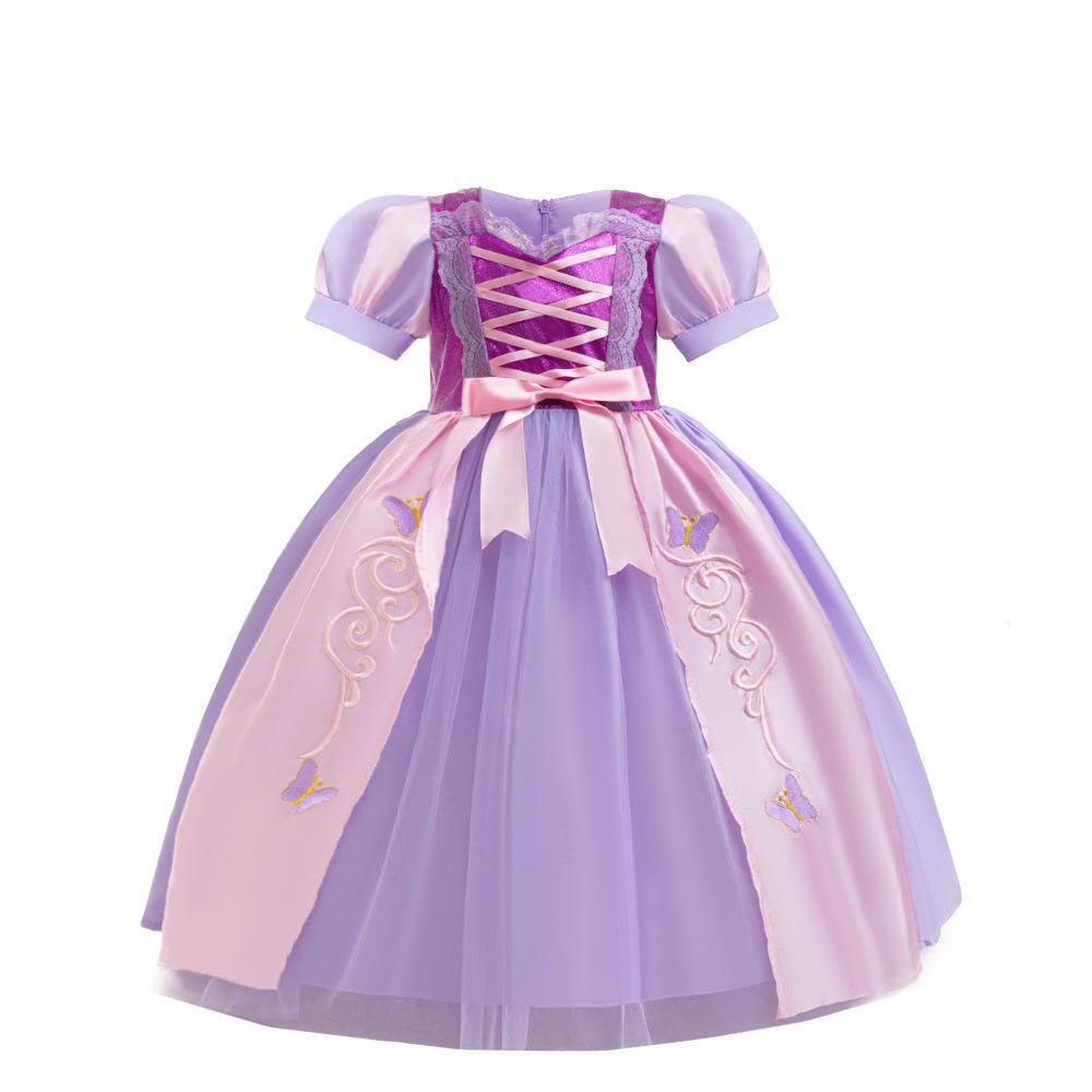Nuevo vestido de princesa de niña transfronteriza vestido de belleza durmiente vestido de ropa infantil vestido de manga de burbuja vestido de malla vestido de princesa