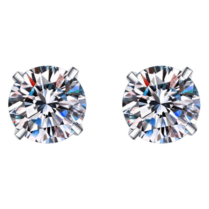 Pendientes de plata de ley s925 2021 nuevos pendientes de estilo para mujer pendientes de cuatro garras simples de 1 quilate pendientes de moissanite