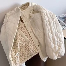 女童双面穿棉服2025新款女孩冬季新款洋气夹棉轻薄棉袄短款厚外套