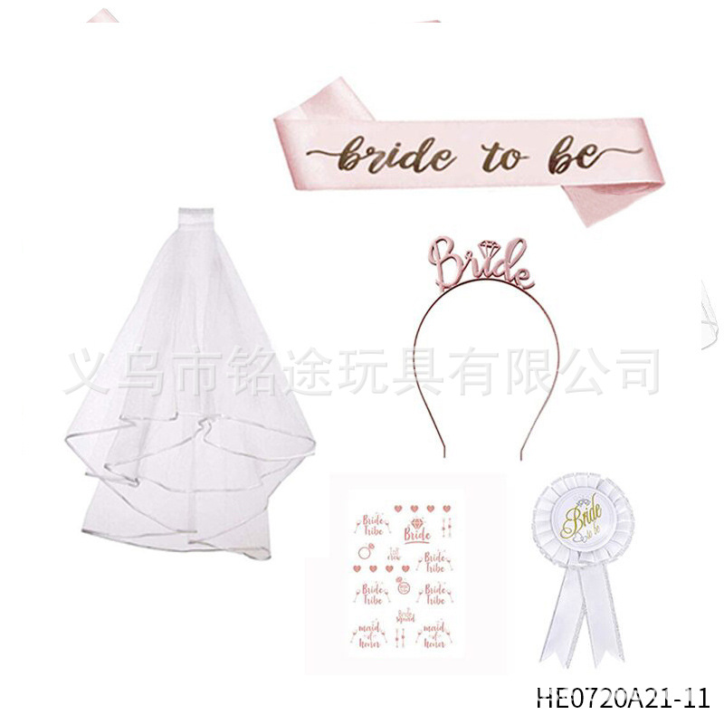 En stock novia solo partido nupcial oro rosa Garland hombro Correa nupcial velo tatuaje pegatina traje de boda