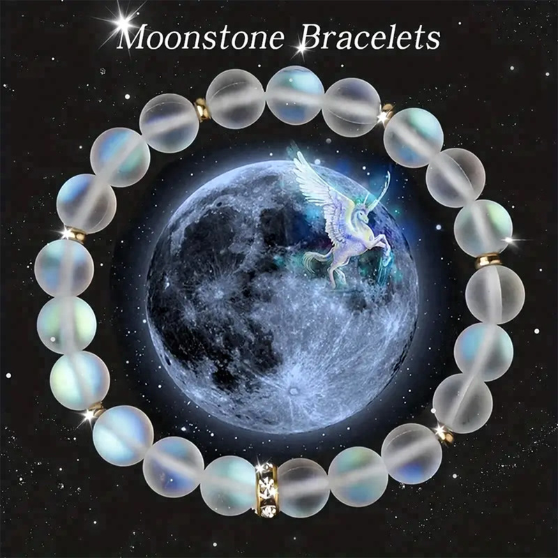 Cross-border hot sale bracelet Moonstone crystal bracelet female Shambhala ball gem beads beaded round beads natural stone hand