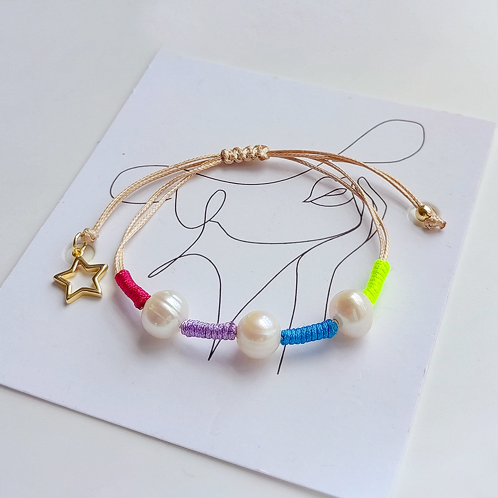Ferien Farbblock Süßwasserperle Perlen Stricken Armbänder display picture 3