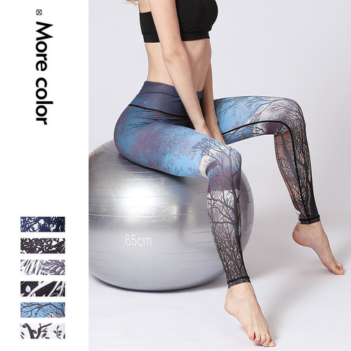 Japan station's new printed yoga pants women's high-waist tight dance fitness pants quick-drying sports fitness yoga clothes
