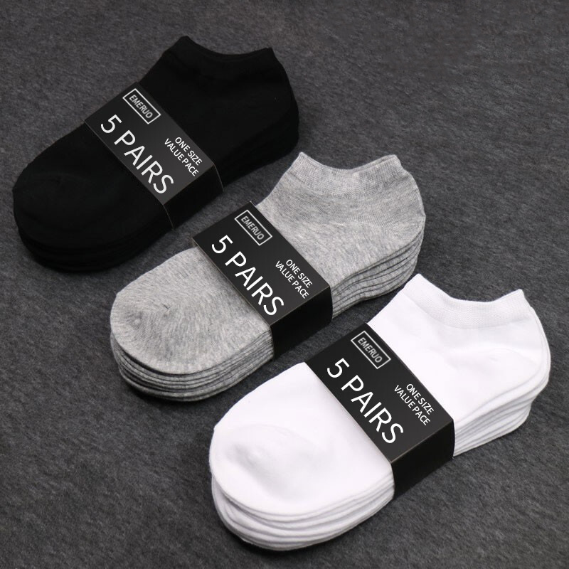 Disposable Cotton Socks for Men and Women, Black and White Gray Socks, No-Wash, Deodorant and Sweat-Absorbent Summer Thin Foot Bath Boat Socks Wholesale