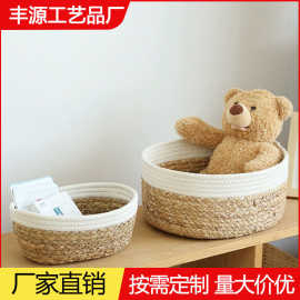 棉绳葫芦草编织椭圆收纳筐桌面杂物茶几化妆品玄关收纳置物储物