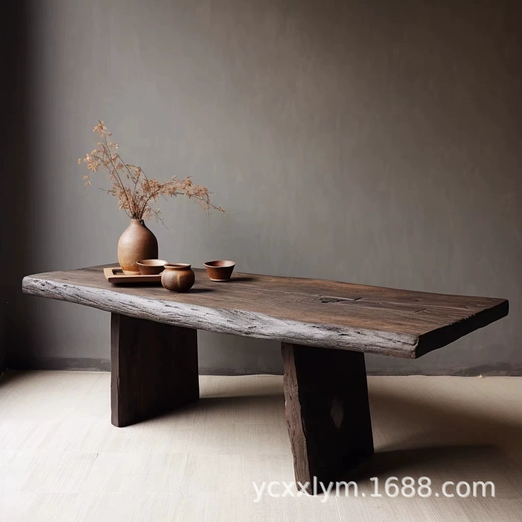 Журнальный столик в стиле ваби-саби, эльм, ретро, старинное дерево, натуральный, неправильной формы, большой, для дома, классический, из массива дерева