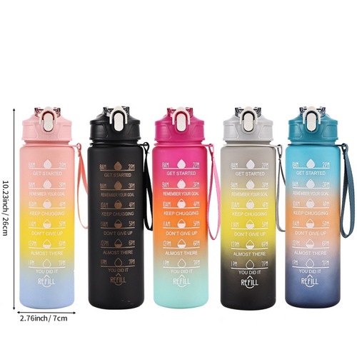 Plastic gradient water bottle with cross-border e-commerce gradient color outdoor frosted 750ml portable sports water cup Instagram