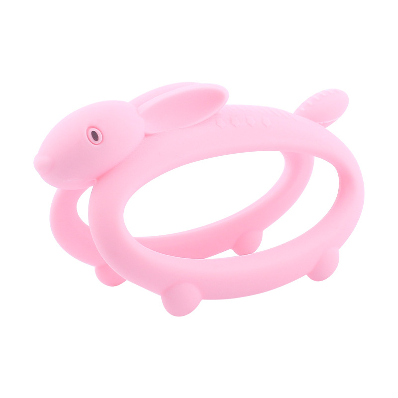 Nuevo bebé de dibujos animados animal mordedor creativo bebé de silicona conejo mordedura gel molar juguete AliExpress