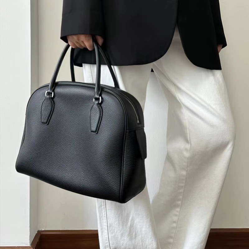 The Ro* Haute Couture Commuter Bag - Full Steel Hardware, India 12 Top Grain Cowhide Handbag Bowling Boston Bag - Thumbnail 7
