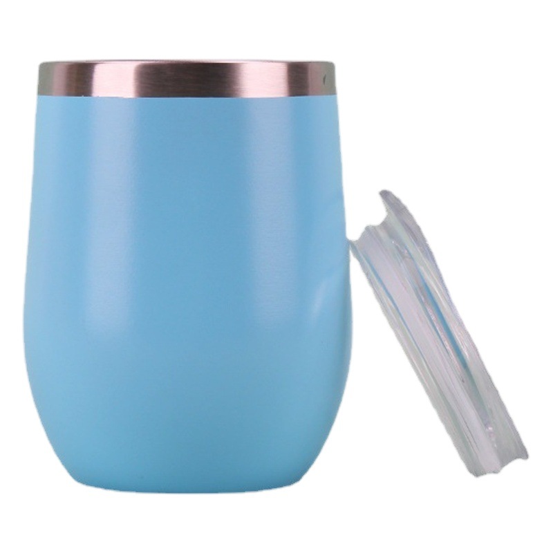 FUENTE Copa de vacío de acero inoxidable de fábrica Copa de cáscara de huevo Copa de vino tinto Copa de vientre grande en forma de U Taza de vacío de doble capa 12oz taza de huevo