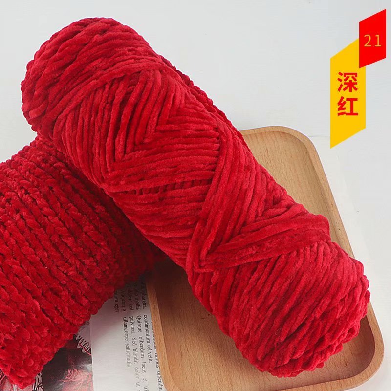 Chenille de terciopelo dorado lana gruesa bola sombrero bufanda suéter muñeca ganchillo gancho zapatos material tejido bricolaje paquete