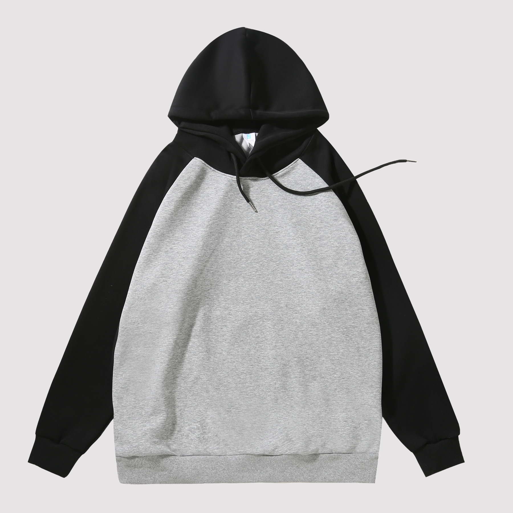 300g suéter con capucha pesado con mangas raglán sudadera con capucha a juego de colores versión coreana americana camisa de fondo con costuras en contraste suelta