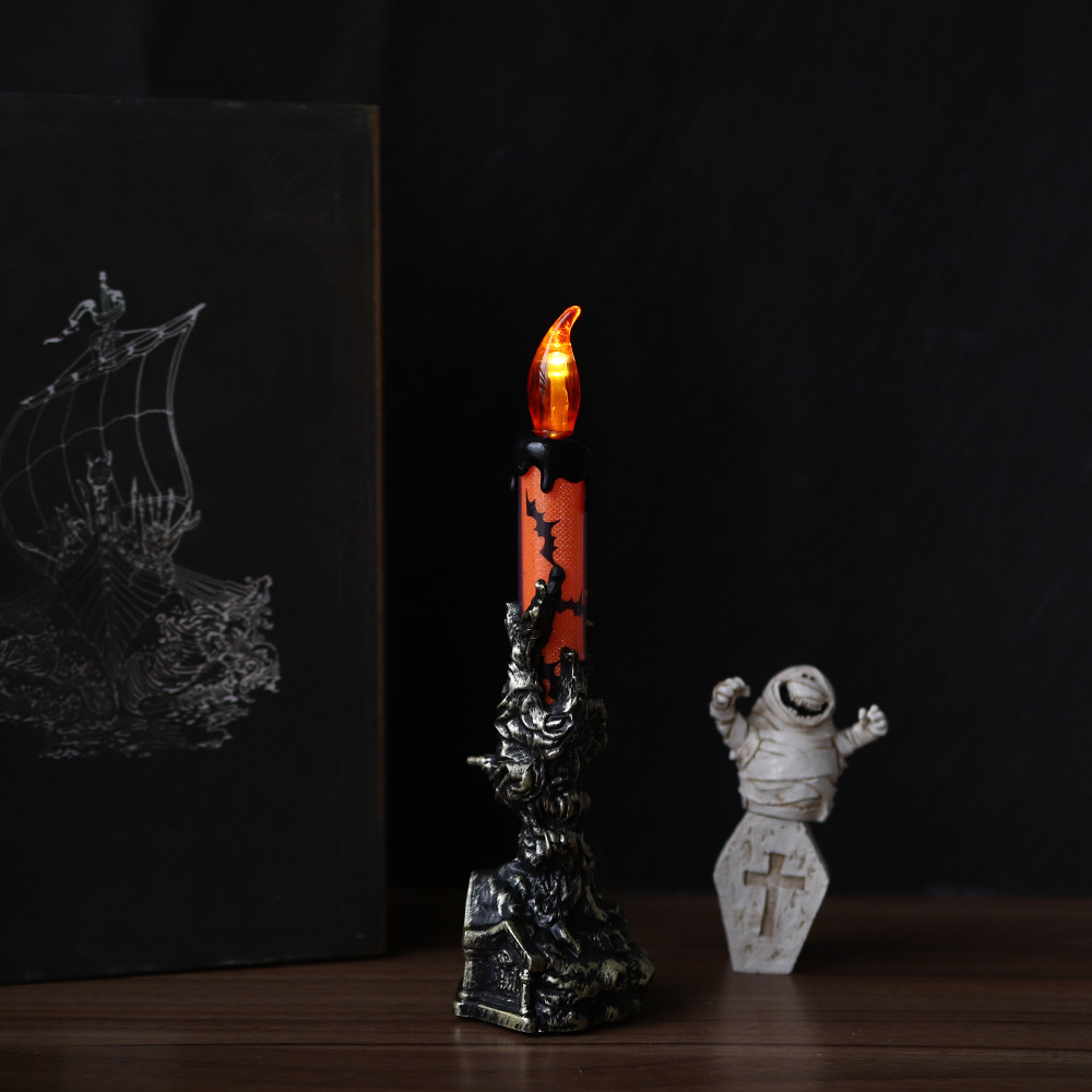 Lámpara de la tumba de Halloween vela de mano baja decoración de la atmósfera props lámpara de noche LED lámpara de calabaza luminosa electrónica