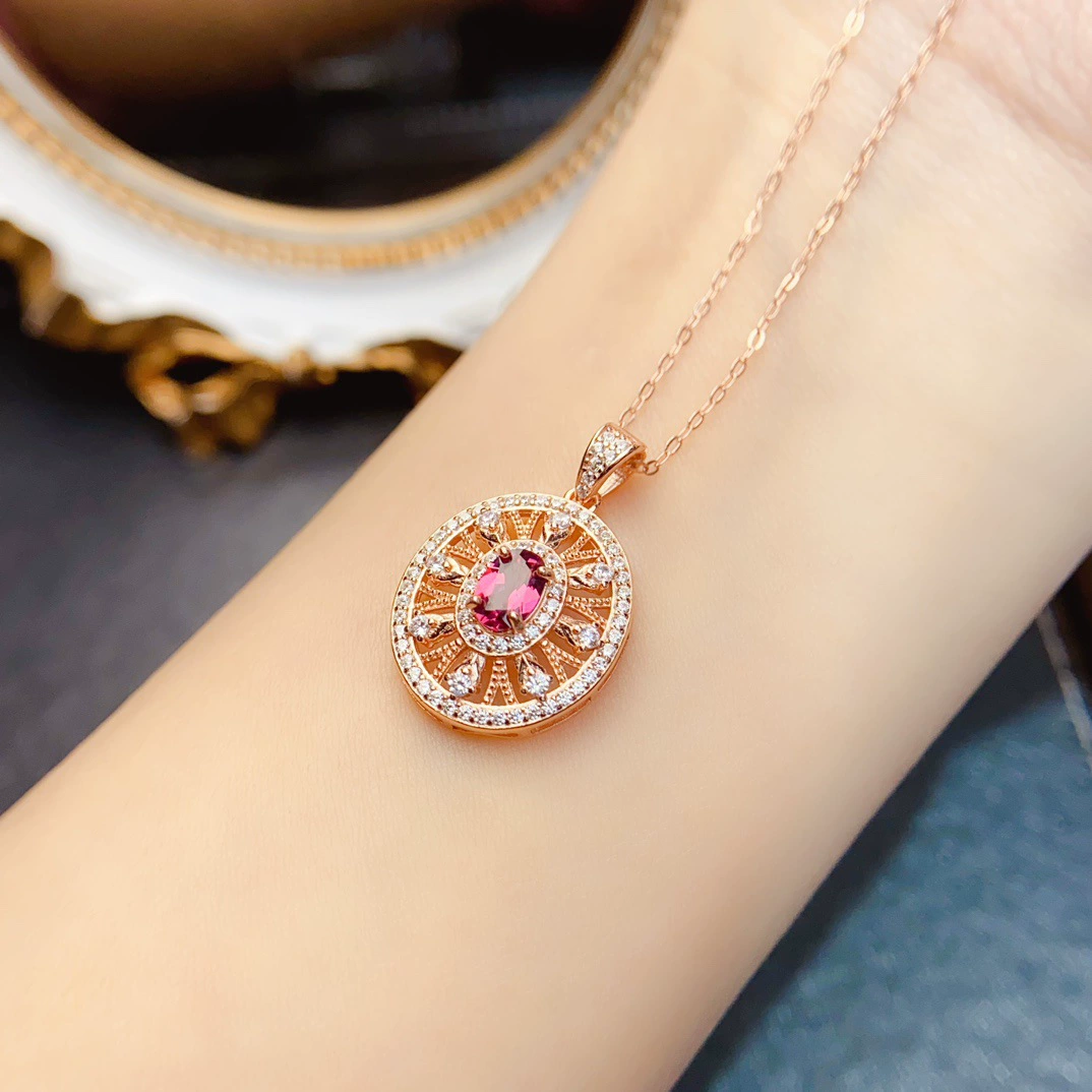 Оптовая продажа с фабрики, популярный кулон из натурального граната S925, серебро, инкрустированный основной камень 4*6, хит продаж, европейский и американский дропшиппинг