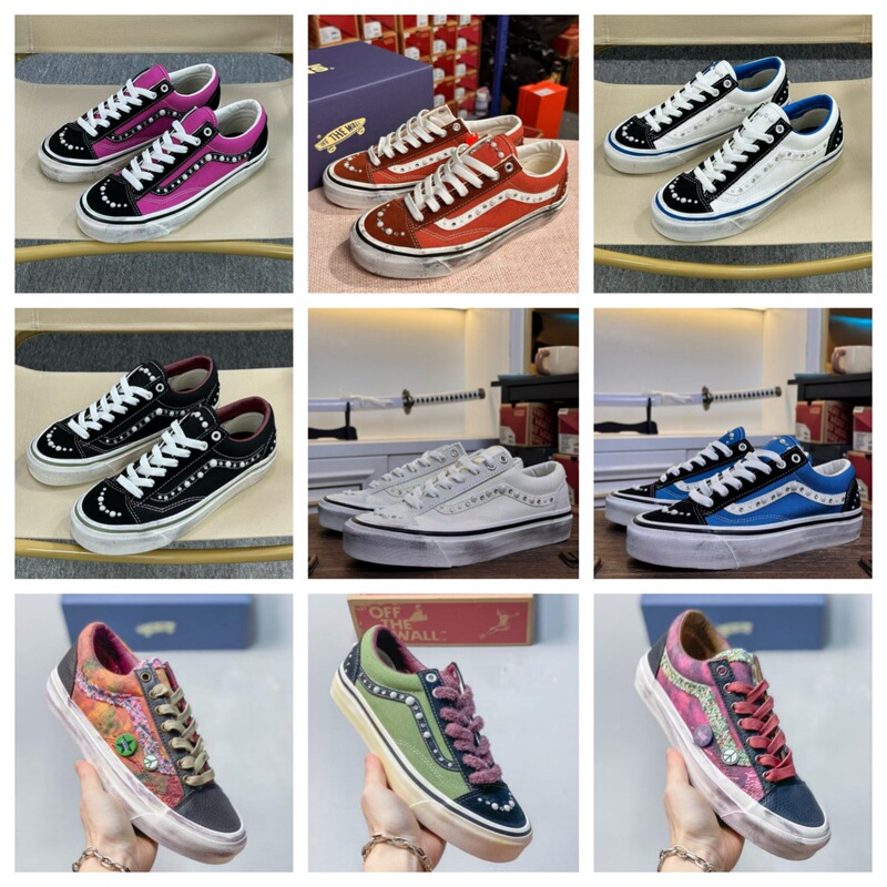 Putian Vans Vs Old Skool 36 Pearl Dirty Shoes for Men and Women, Navy Blue Distressed Suede Retro Sneakers Putian Vans Vs Old Skool 36 Pearl Dirty Shoes for Men and Women, Navy Blue Distressed Suede Retro Sneakers