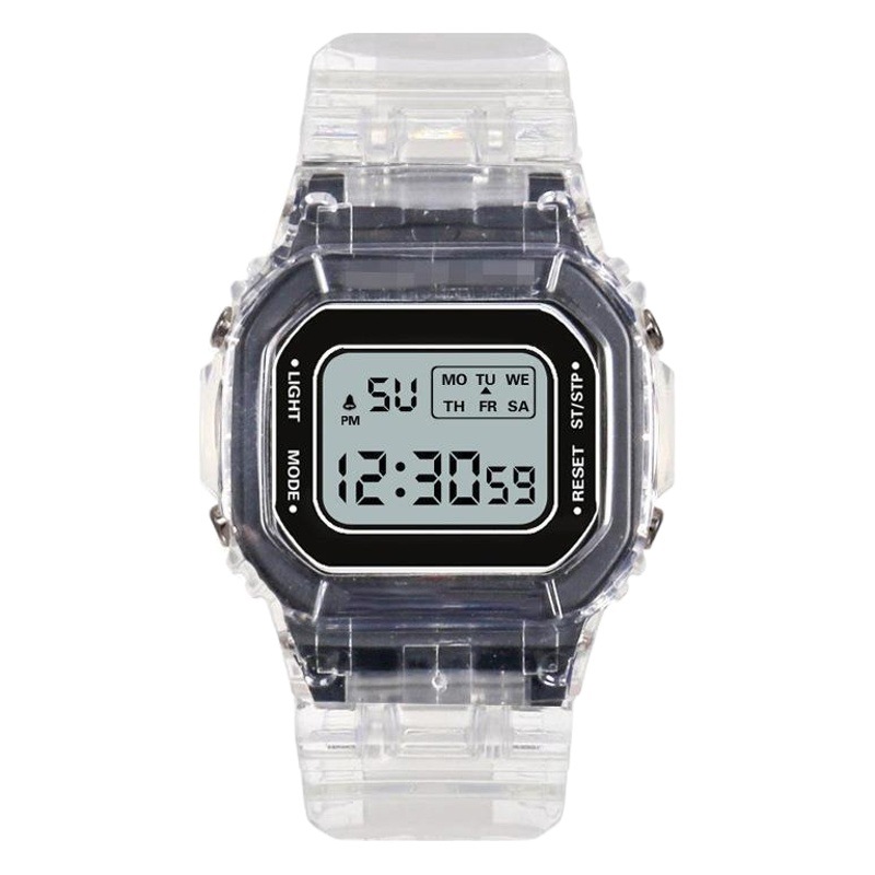 Suministro directo de fábrica transparente pequeño cuadrado ins Internet celebridad reloj luminoso impermeable reloj electrónico para estudiantes masculinos y femeninos