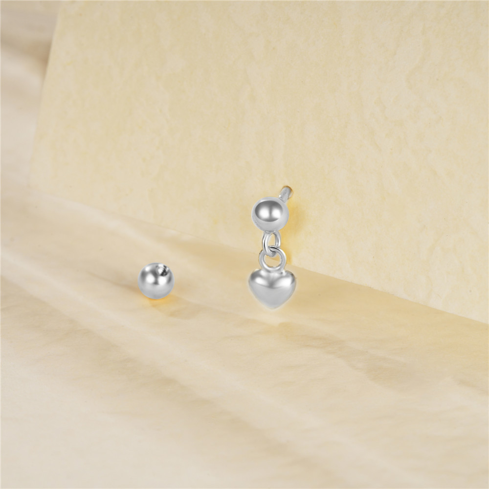 1 Paire Boucles D'Oreilles Cartilage Style Simple Brillant Géométrique Forme De Cœur Argent Sterling Placage Incruster Zircon Boucles D'Oreilles Cartilage display picture 23