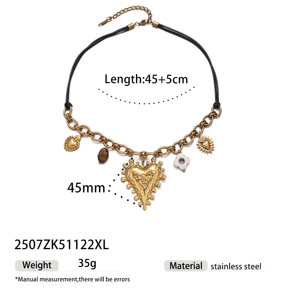 Collar de acero inoxidable de alta calidad ligero de lujo, cuerdas negras, cadena cubana, collar de amor, cadena clavícula