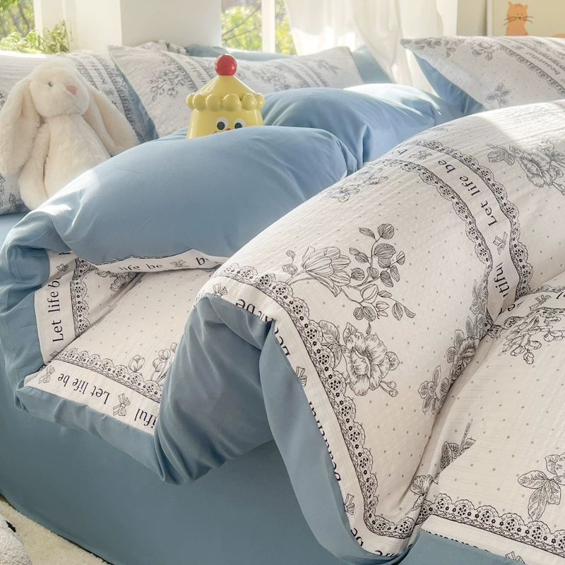 Duvet cover set double-layer, student bedding 3/4-piece — floral designs, multiple sizes