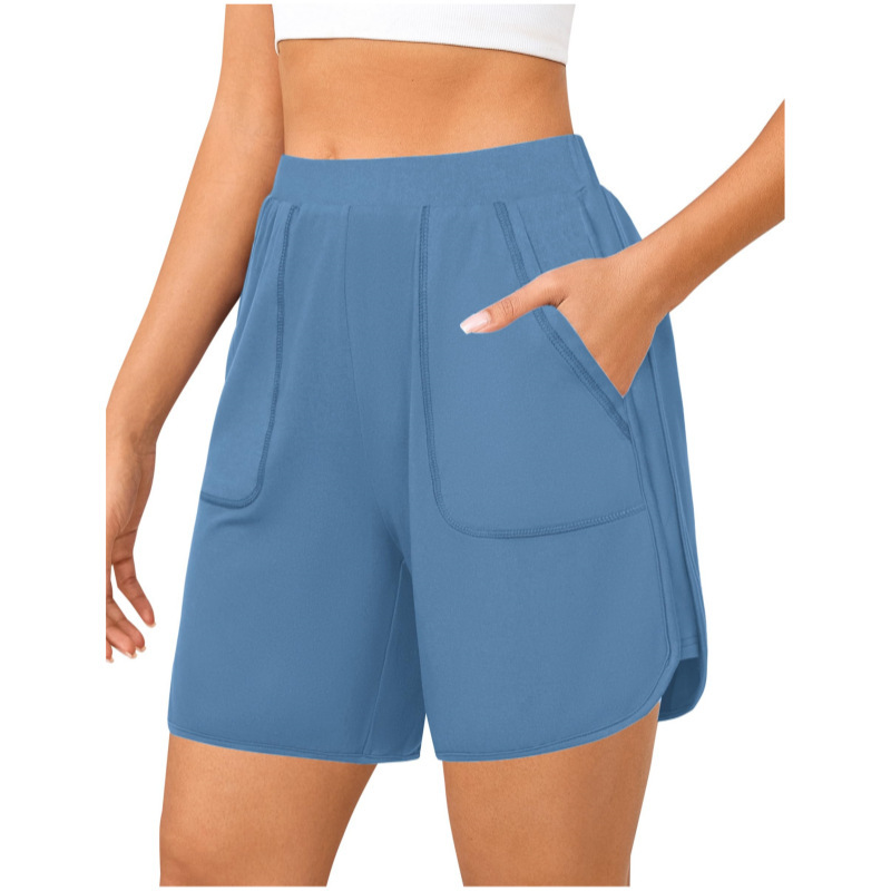 Cross-Border Summer New Women's Loose Sports Shorts Outdoor Thin Quick-Drying Running Elastic Waist Shorts with Pockets Cross-Border Summer New Women's Loose Sports Shorts Outdoor Thin Quick-Drying Running Elastic Waist Shorts with Pockets