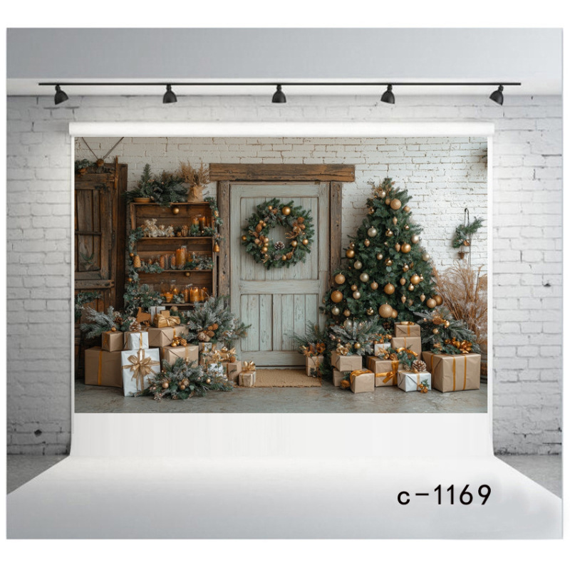 跨境圣诞摄影背景布 外贸装饰背景墙 Christmas圣诞节万圣节 横幅|undefined