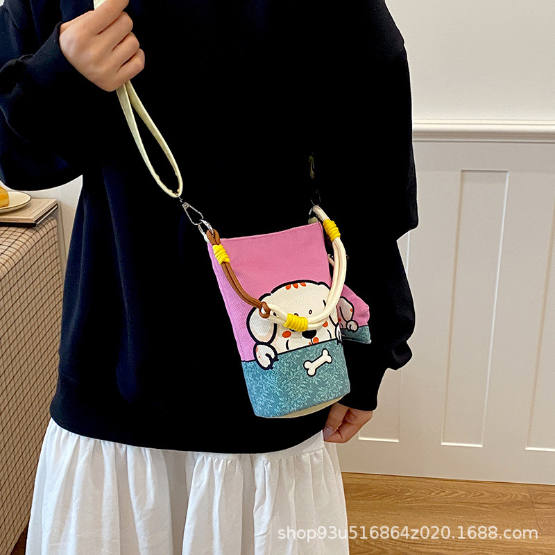 Children's Cute Cartoon Illustration Crossbody Bag Autumn Winter Walking Phone Bag Mini Small Bag 2026 New Bucket Bag