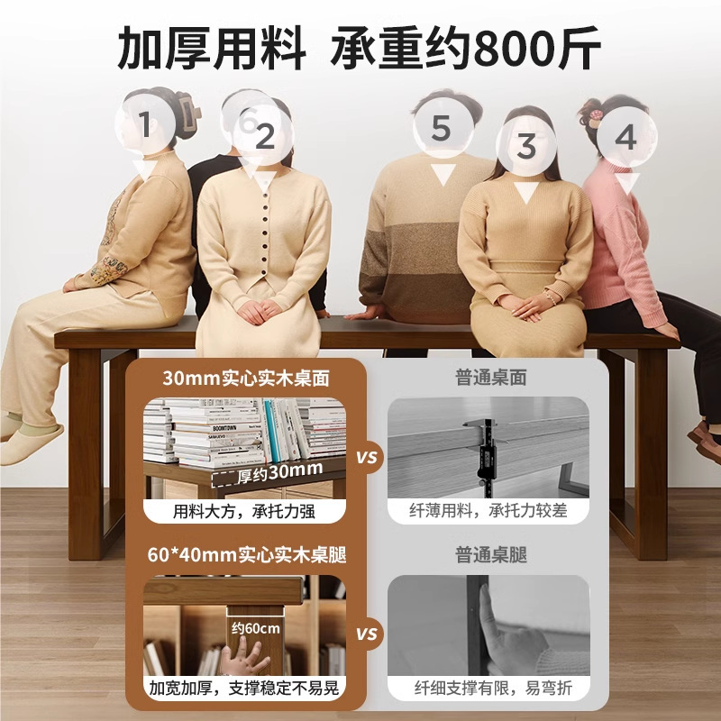 Escritorio de madera maciza, escritorio para el hogar de los estudiantes, escritorio de oficina simple doble, mesa de computadora de tira larga para sala de estar, banco de trabajo