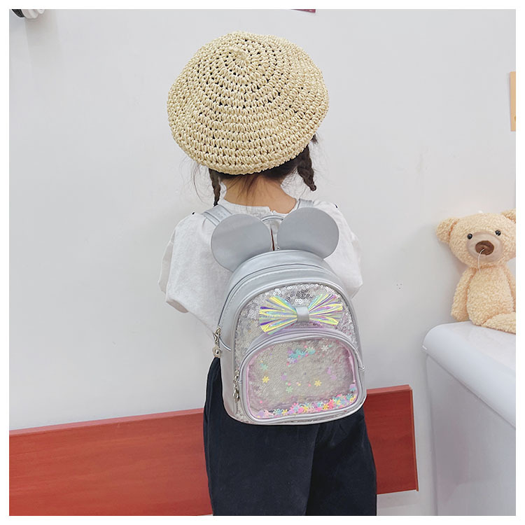 Cute Bow Knot Sequins Square Zipper Functional Backpack display picture 9