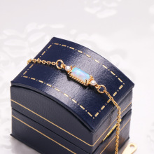 925纯银镶人造蛋白石手链批发 日系复古简约长方欧泊手饰一件代发