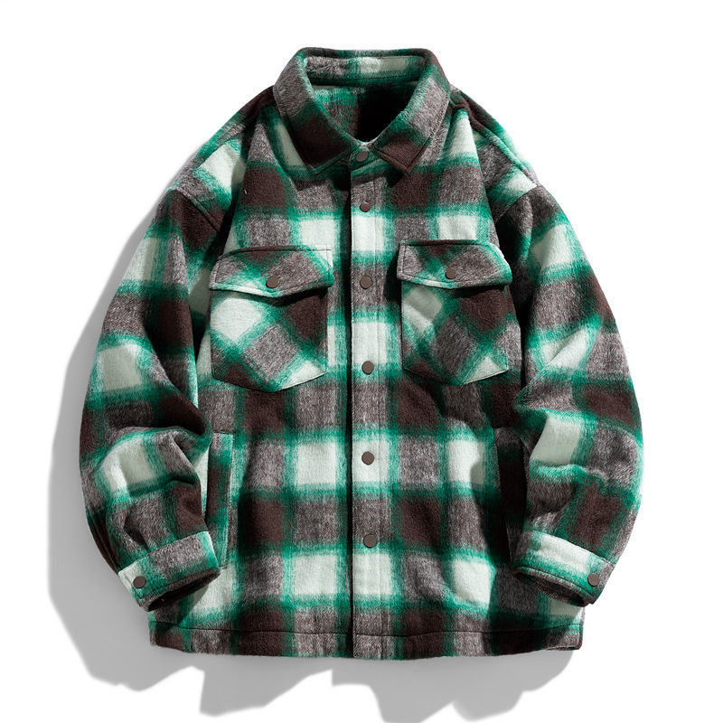 2024 chaqueta a cuadros camisa de hombre coreano delgada tendencia juvenil camisa guapo pareja chaqueta casual chaqueta