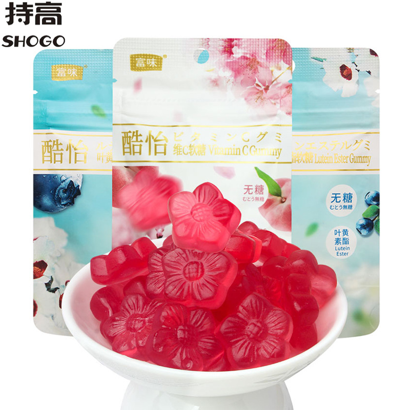 富味酷怡无糖维生素C软糖62g叶黄素酯花香水果味休闲零食糖果批发