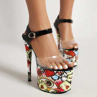 ҹ����̨����Ů��Ь�ļ��¿�͸��PVC��ˮ̨����18CM���߸�Ů��Ь