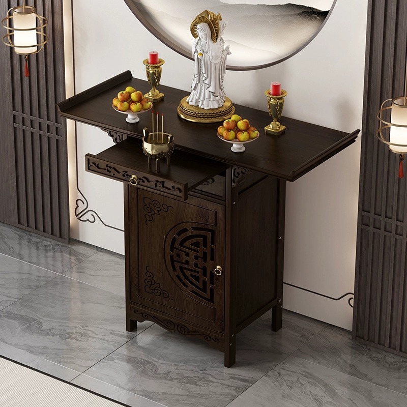 New Chinese-Style Offering Table, Entrance Cabinet, Buddhist Shrine, Incense Case, Incense Offering Table, Rural Household Simple Solid Wood Modern