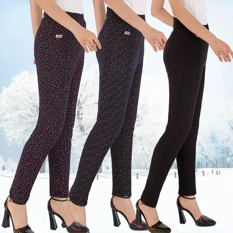 厂家妈妈裤加绒加厚棉款保暖高腰铅笔裤小脚裤高弹中老年棉裤批发