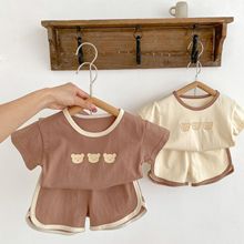 夏季儿童套装新款短袖套装婴儿家居服纯棉柔软睡衣运动风休闲套装