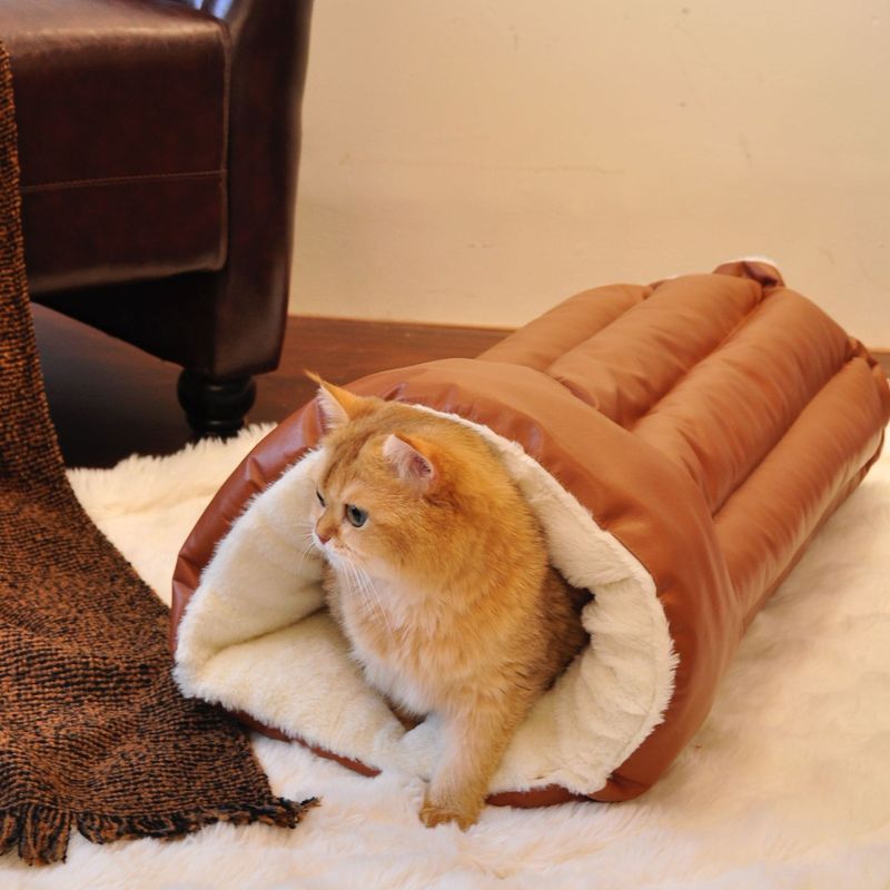 2025跨境亚马逊科技布秋冬季猫窝树洞躲避屋猫咪玩具用品保暖猫屋|undefined