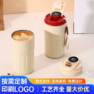 定制真空咖啡杯316不锈钢智能显温保温杯男女办公便携随行水杯