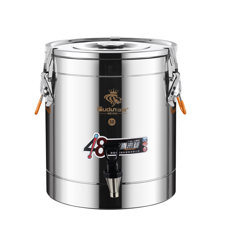 Orton cubo aislado de acero inoxidable Cubo de sopa comercial con grifo Cubo de té de leche de soja leche hielo en polvo agua hervida arroz gachas puesto