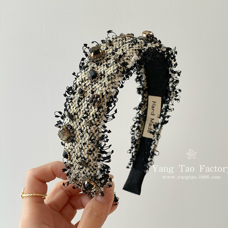 Fragrante señorita gran ventana francesa de diamante de borde ancho alto cráneo de alto nivel de cabello abrazadera de cabello de cabello de cabello de cabello de lujo delicado y ligero