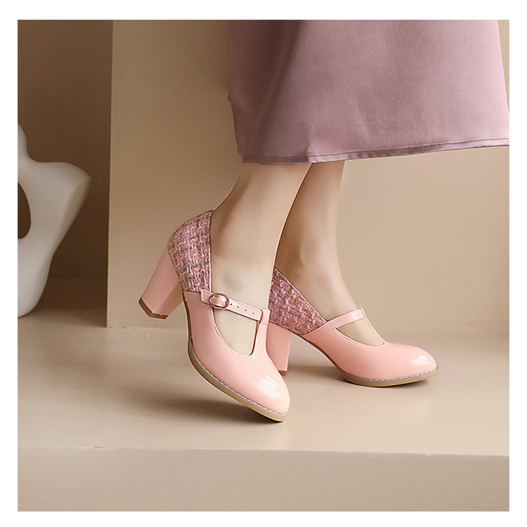 2026 Spring/Summer New T-Strap Mary Jane Women's High Heel Shoes 40-48 New Shallow Fashion Women's Shoes
