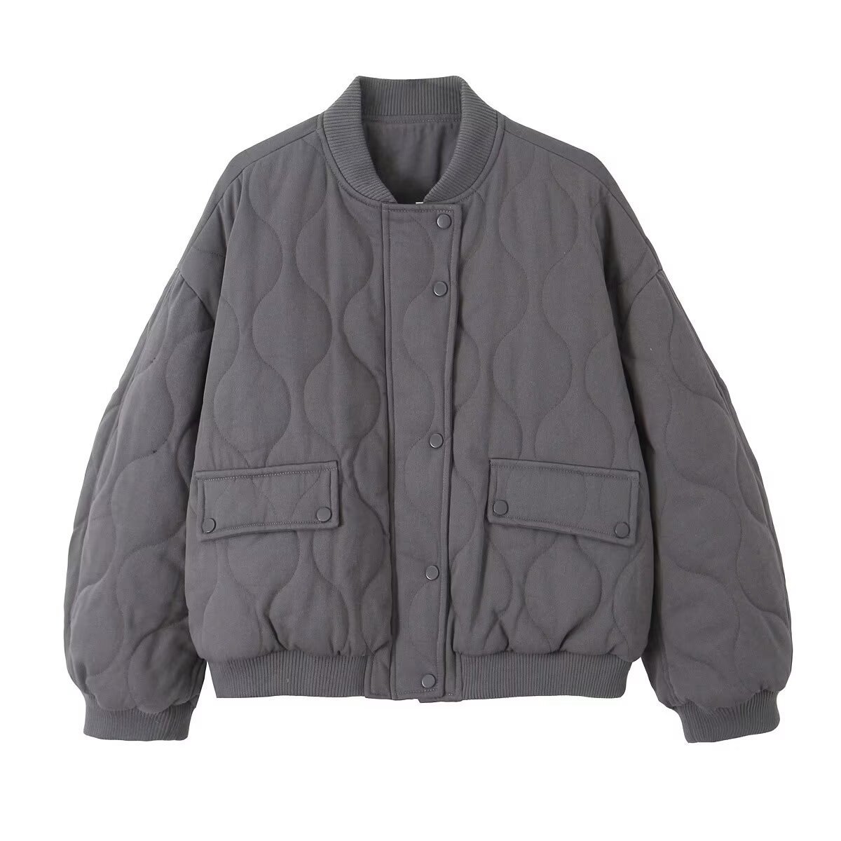 Damska kurtka z bawełny pilotka jesień/zima 2024 modna, luźna, sprana_voghion.com