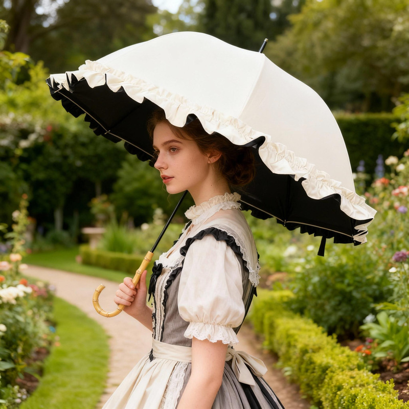 Original European-Style Lolita Princess Umbrella, High-Value Parasol, Sun Protection Umbrella, Lace Long-Handled Princess Umbrella