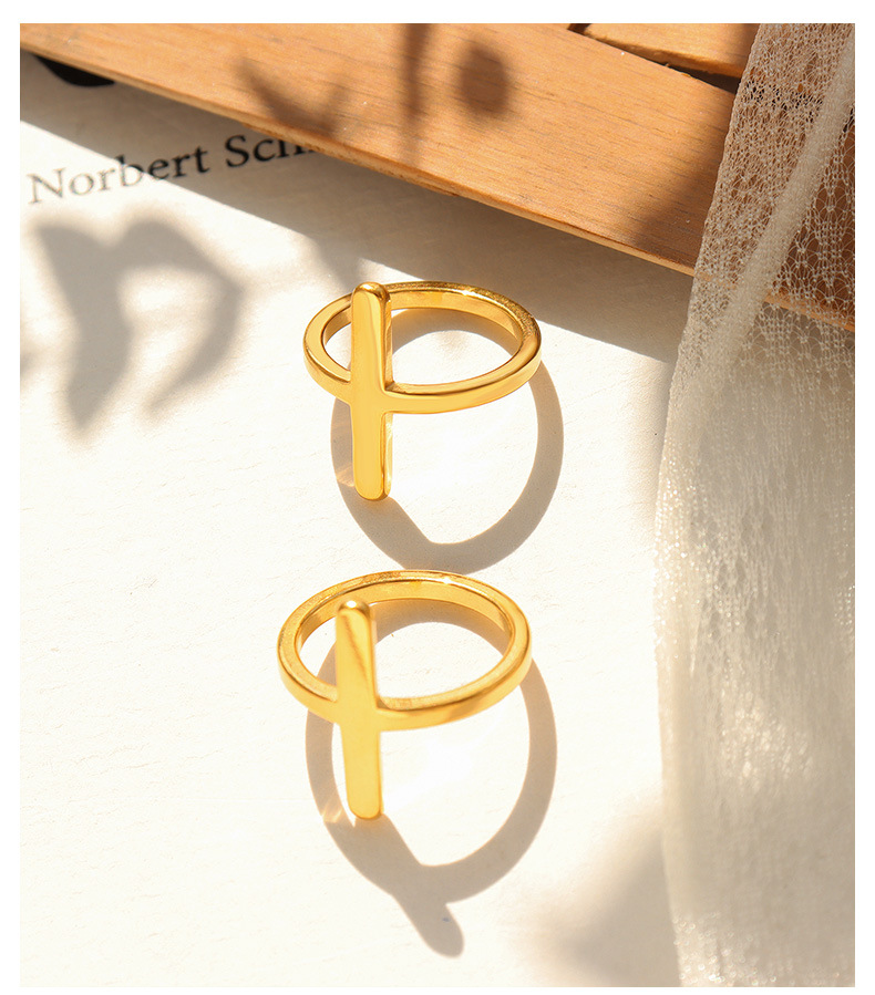 Korean cross ring female titanium steel 18k gold index finger ring