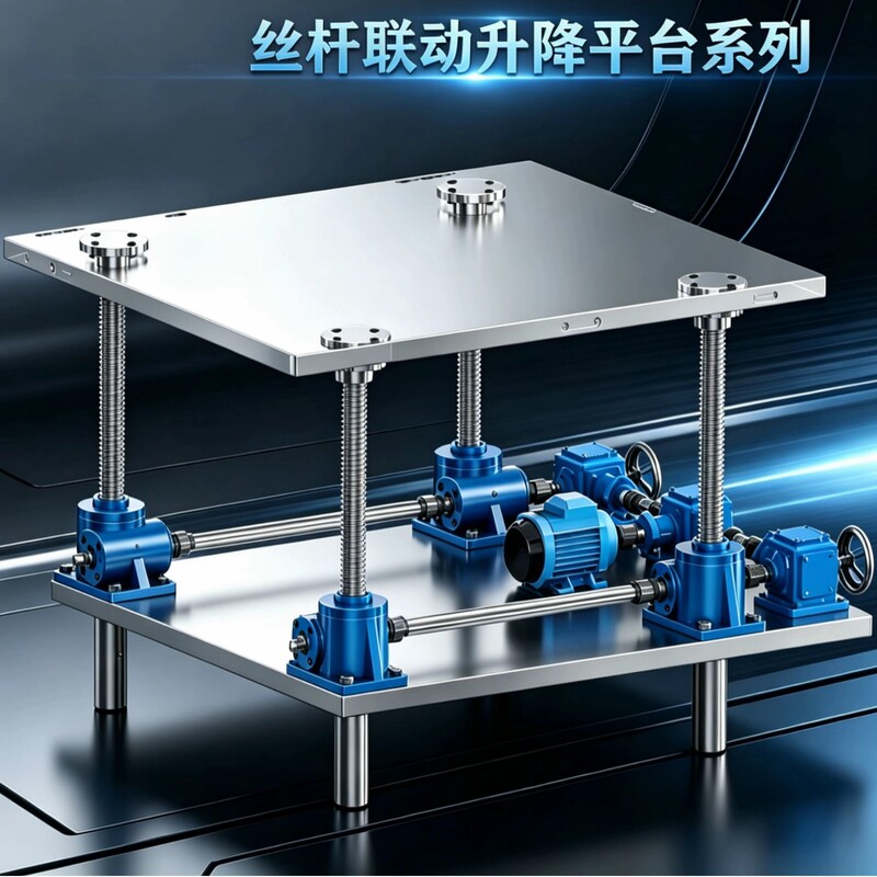 Free Design and Production of Various Electric Hand-Cranked Trapezoidal Ball-Bearing Multi-Unit Synchronized Screw Lift Platforms