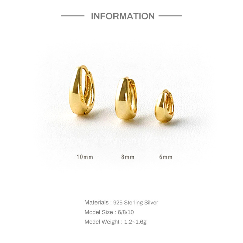 6g Weight Earrings Classification 1 Piece 925 Sterling Silver Solid Color Earrings