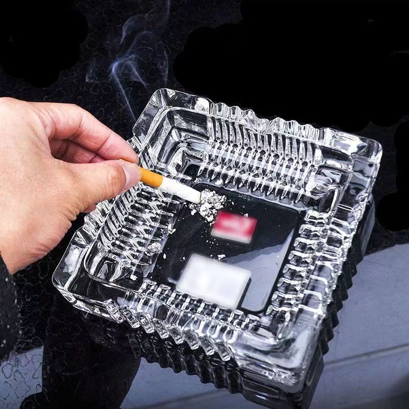 크리스탈 유리 재떨이 홈 거실 시가 담배 개인화 된 유행 사무실 창조적 인 재떨이 스퀘어 바 담배